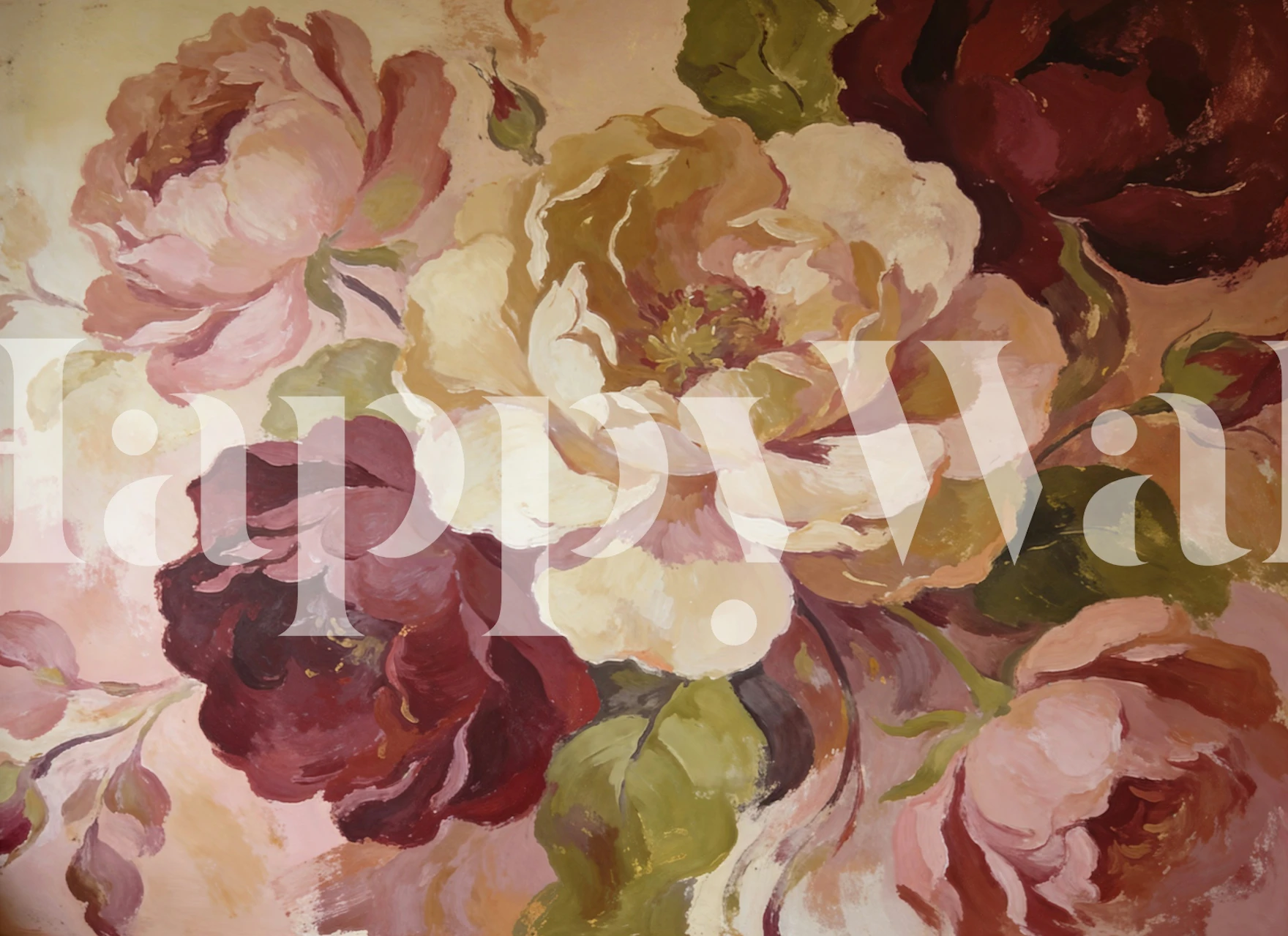 Romantic Blush Rose Bouquet tapet i et rum