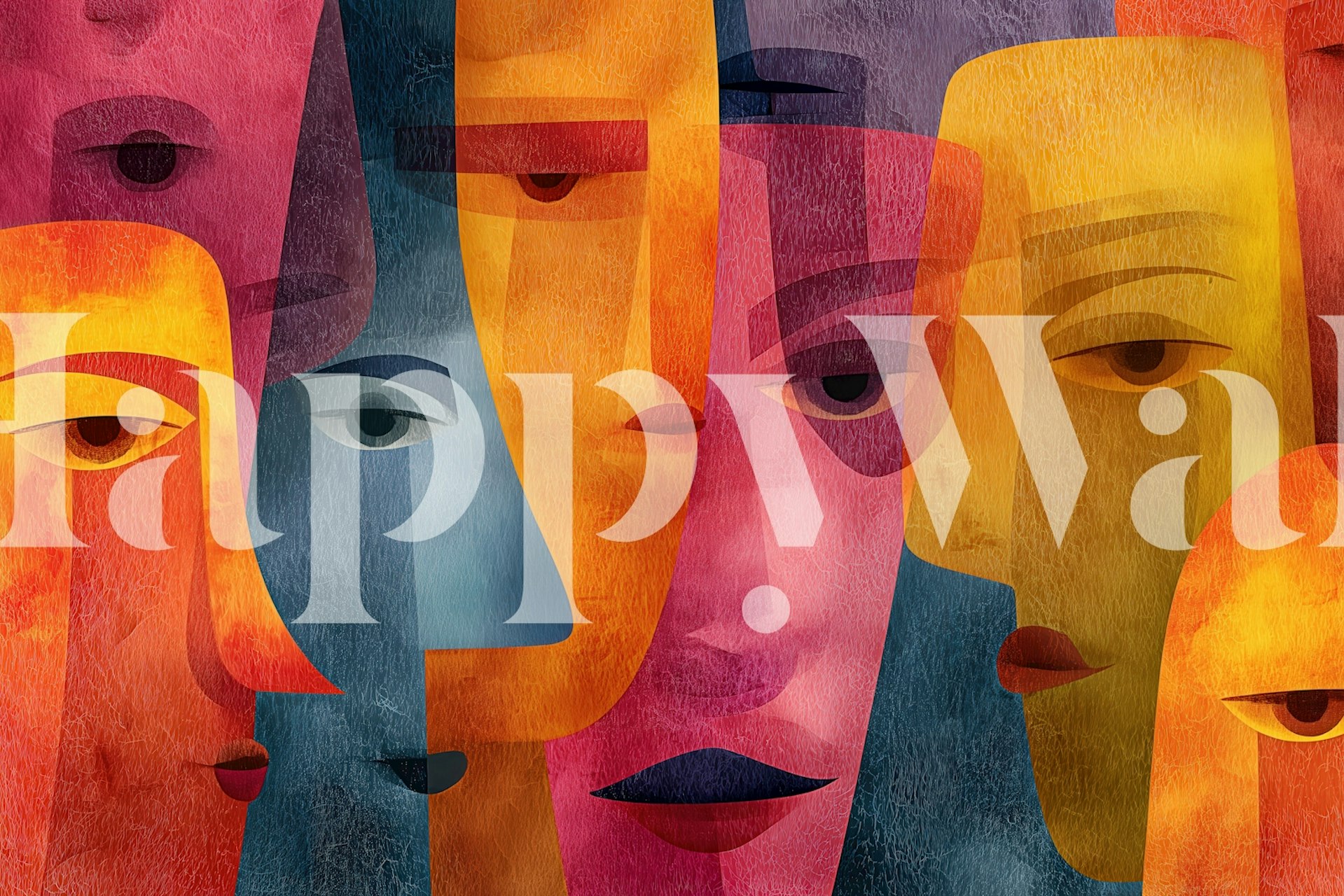 Unity of Faces wallpaper in a modern room