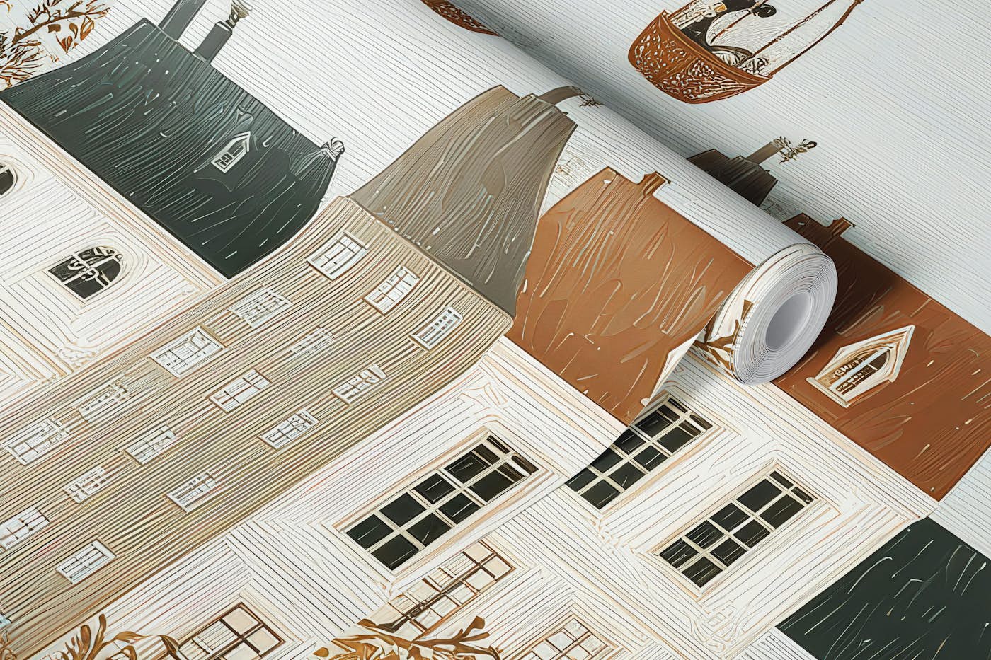 Floating Over Quiet City wallpaper roll