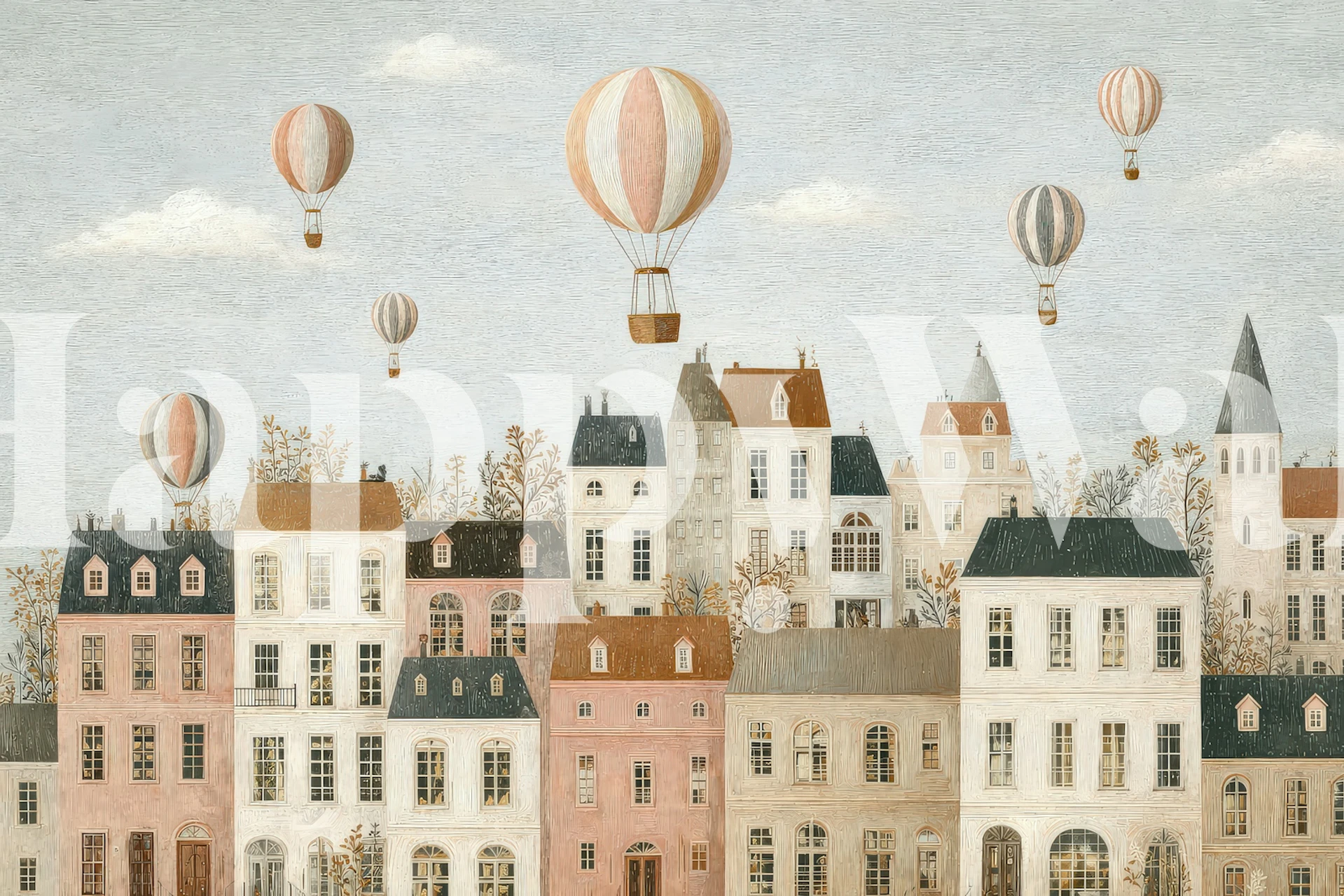 Floating Over Quiet City wallpaper in a room