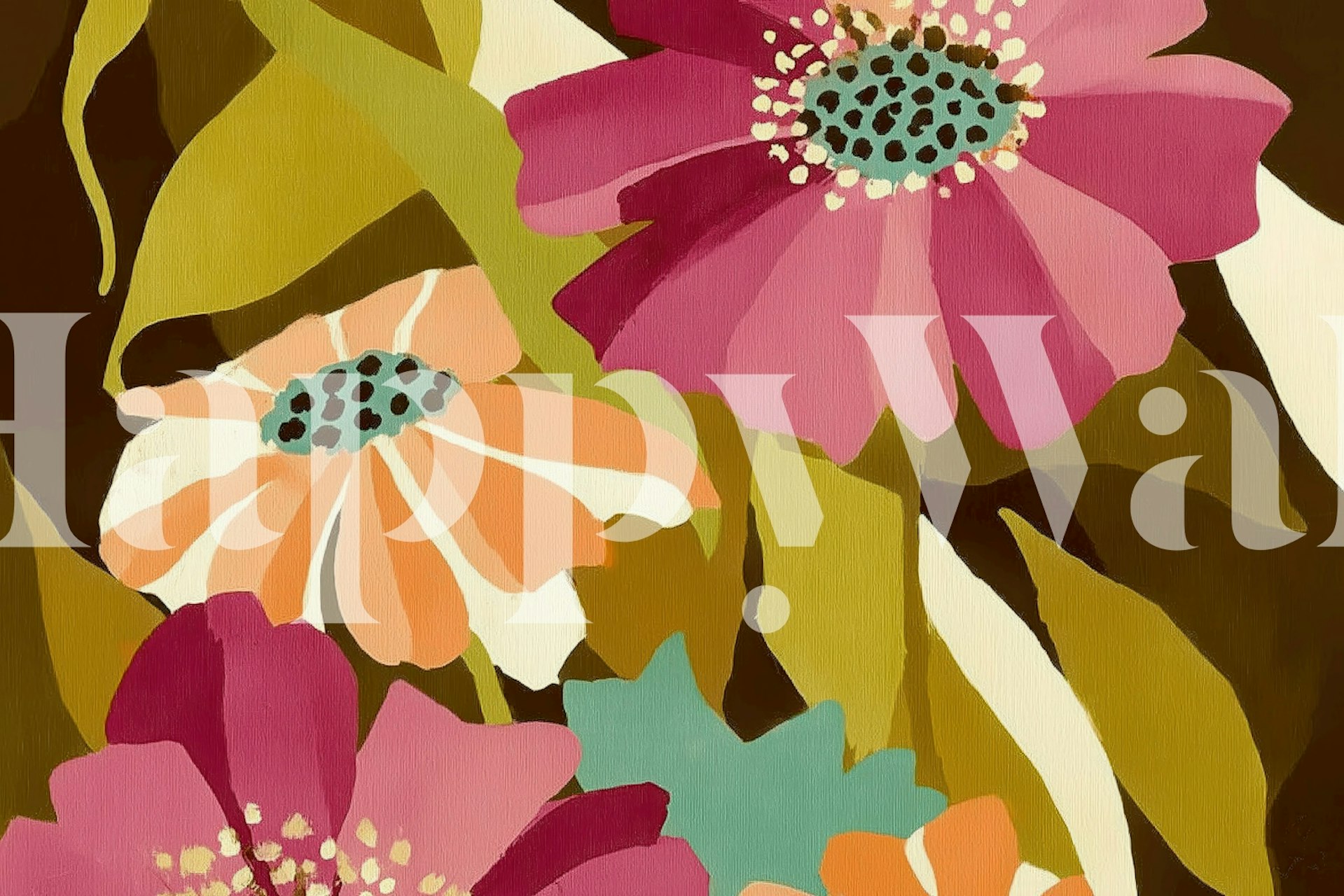 Modern Retro Floral tapet i et rum