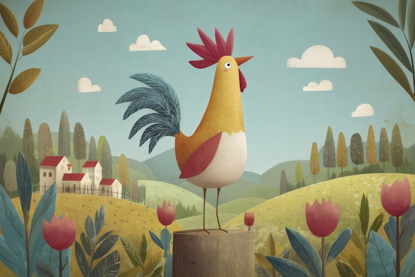 Whimsical Countryside Rooster
