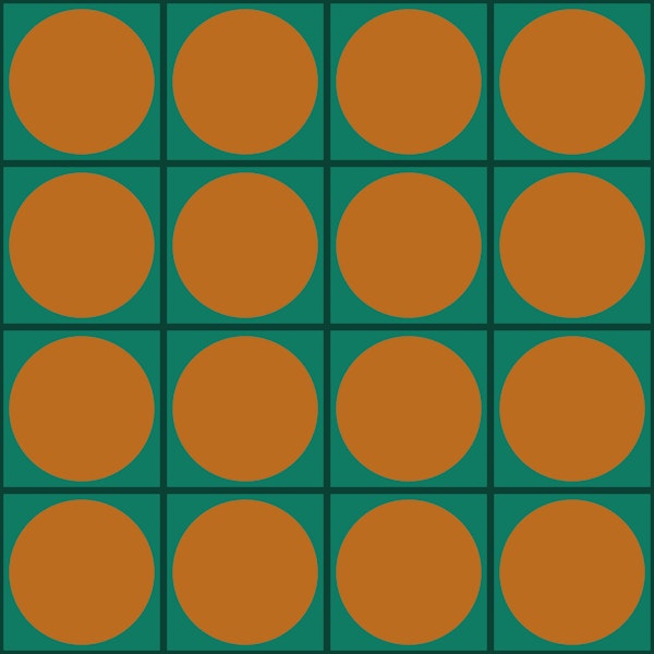 Retro Geo Circles Teal and Ochre