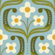 Retro Geometric Floral in Blue Green - S