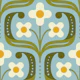 Retro Geometric Floral in Blue Green - L