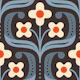 Retro Geometric Floral in Blue Red - L