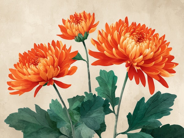 Vintage Orange Chrysanthemum