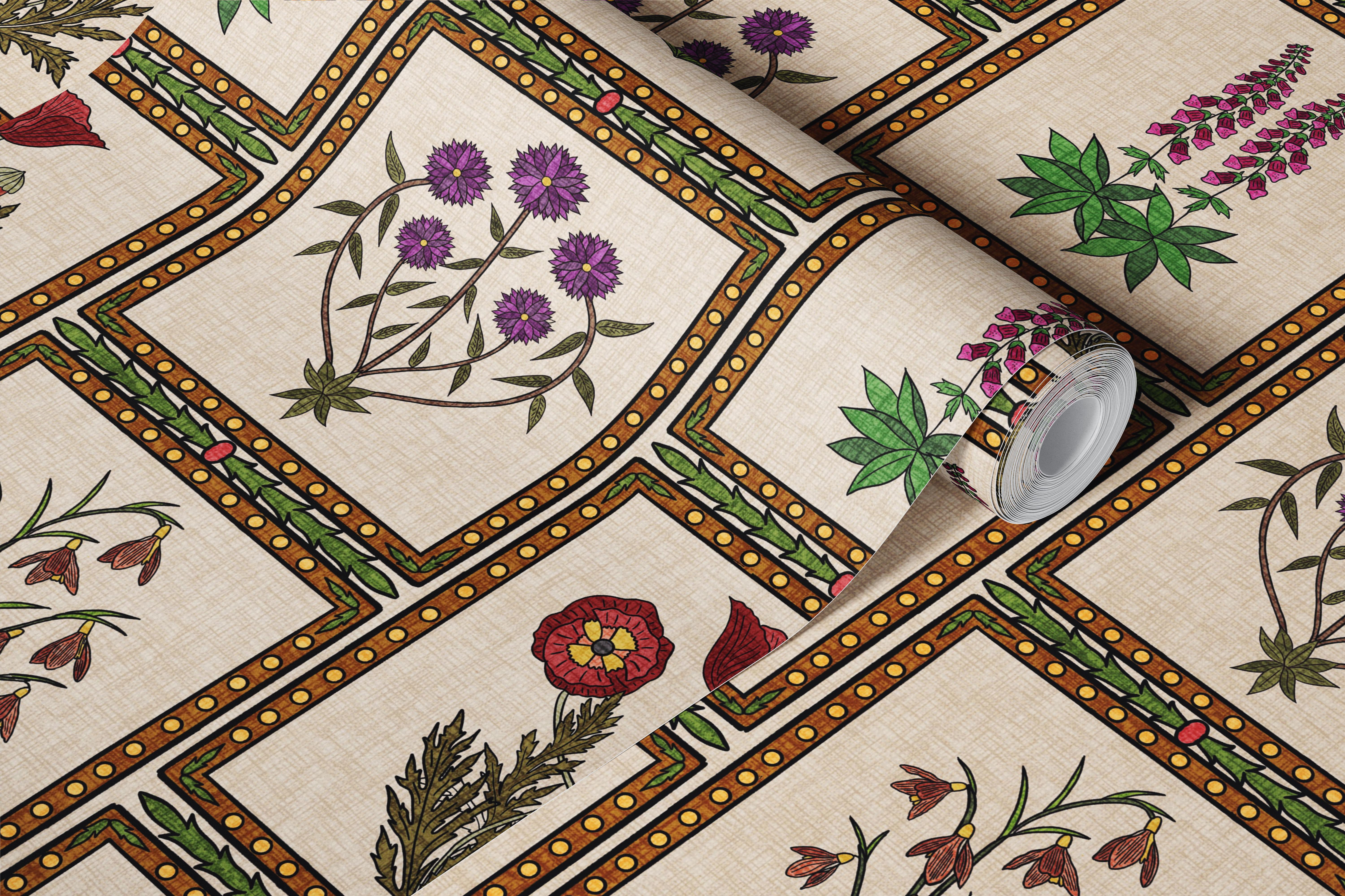 Framed Botanical Wildflowers tapéta egy szobában