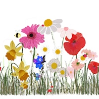 Whimsical wildflowers ladybug tapet