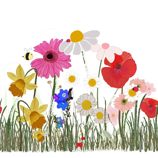 Whimsical wildflowers ladybug