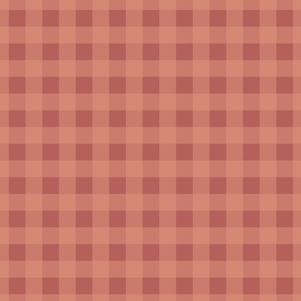 Gingham - soft peach on warm red - Medium