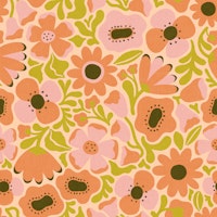 Mod Meadow in Vintage Orange - medium wallpaper