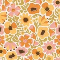 Mod Meadow in Seventies Orange - medium tapet