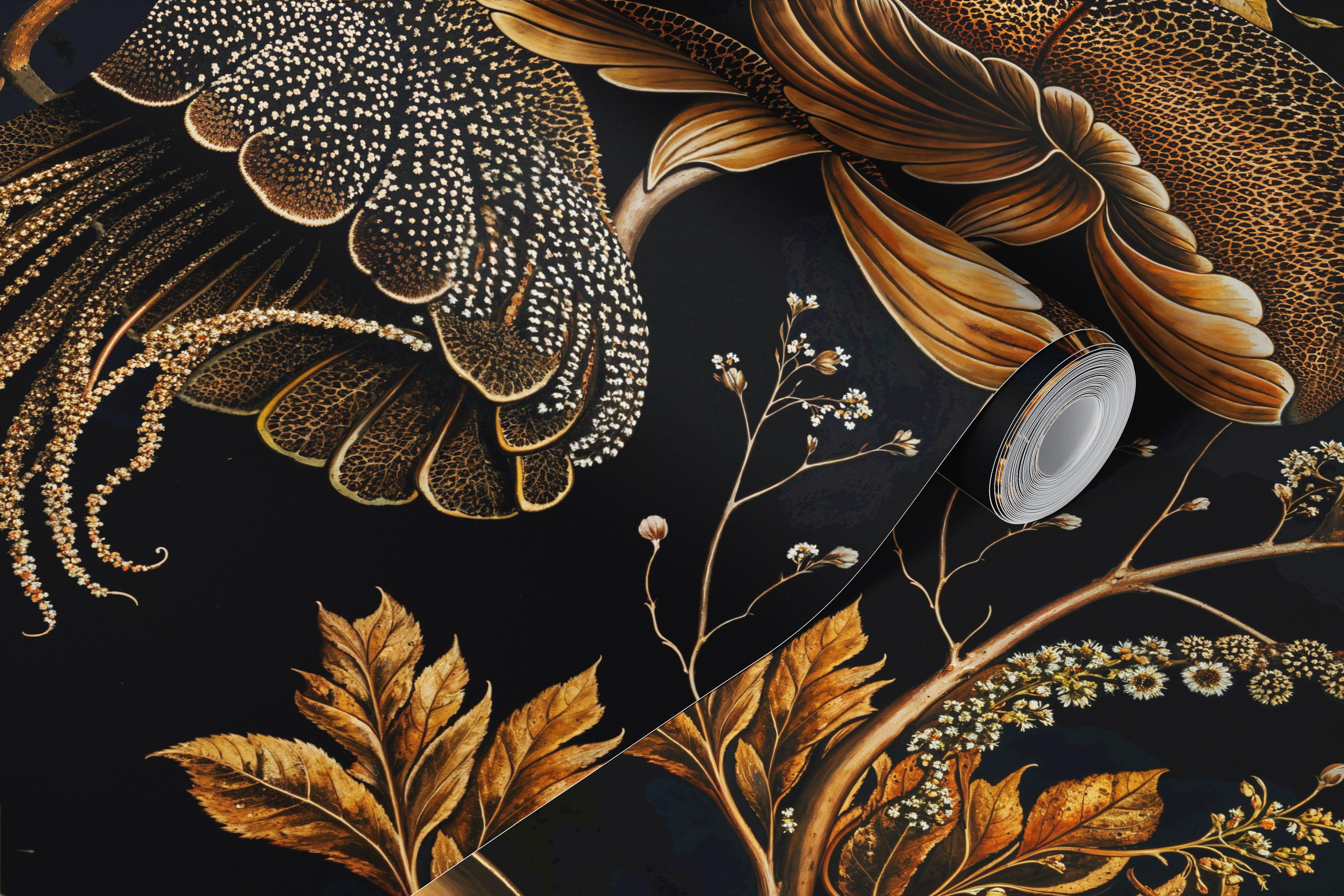 Golden jellyfish wallpaper in a dark room (3/10)