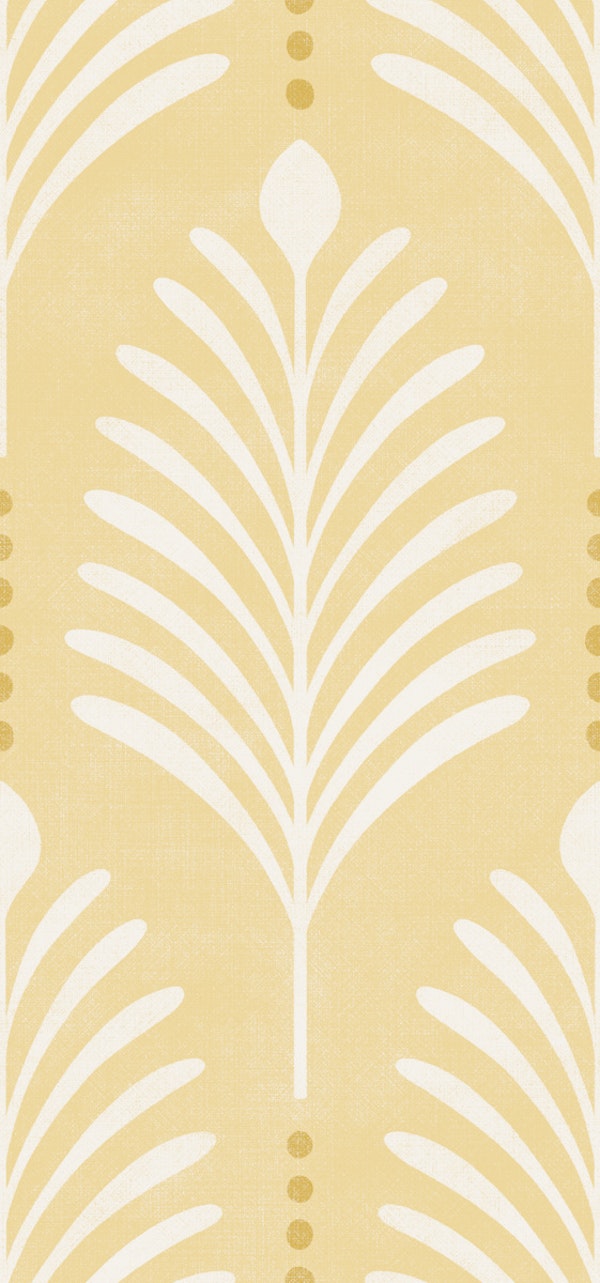 art deco vertical leaves - warm yellow back