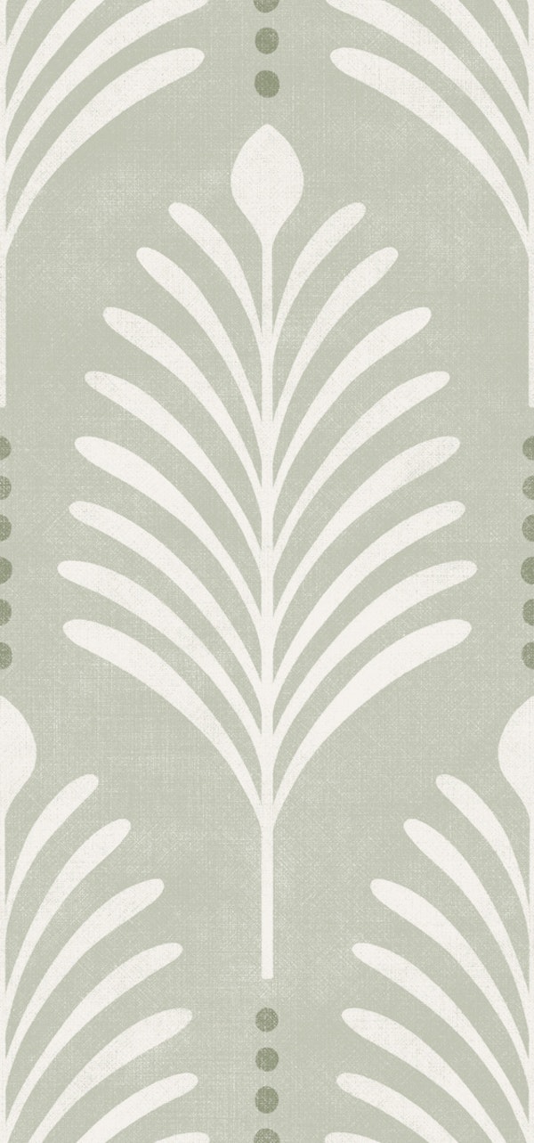 art deco vertical leaves - grey green back