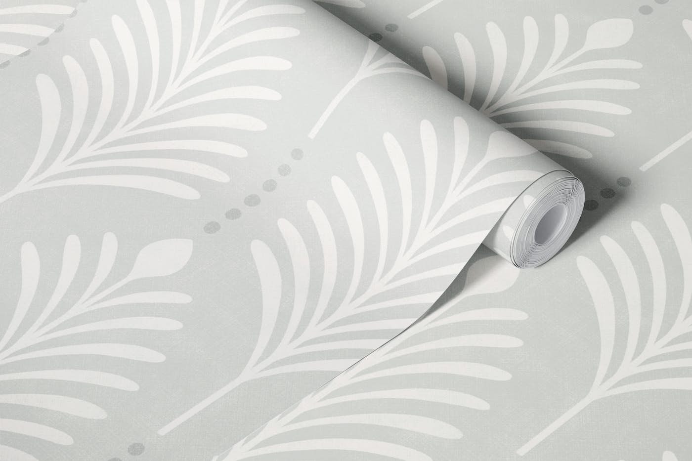 art deco vertical leaves - grey mint back wallpaper roll