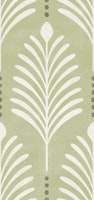 art deco vertical leaves - green back wallpaper