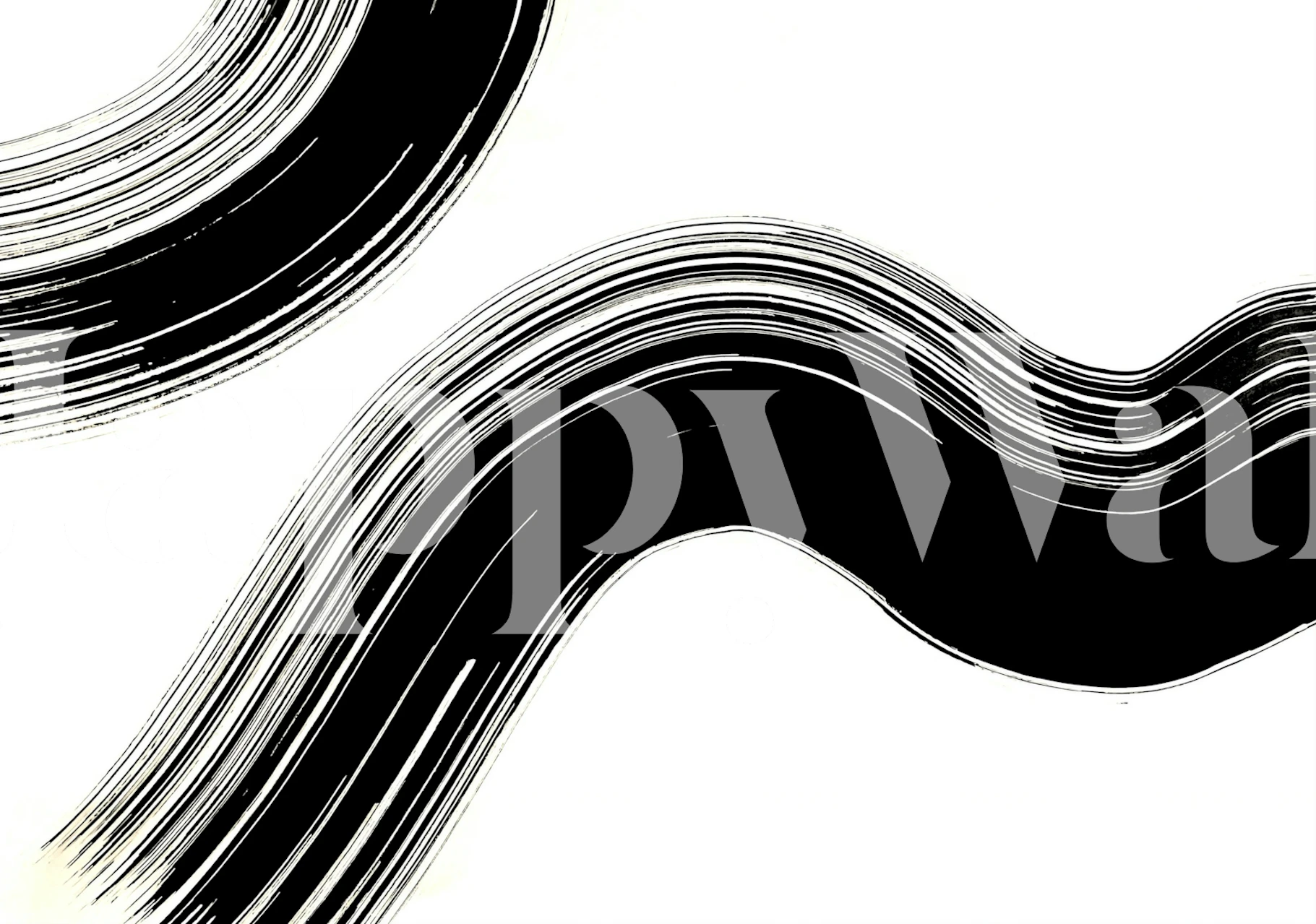 Bold black brushstroke wallpaper in a room