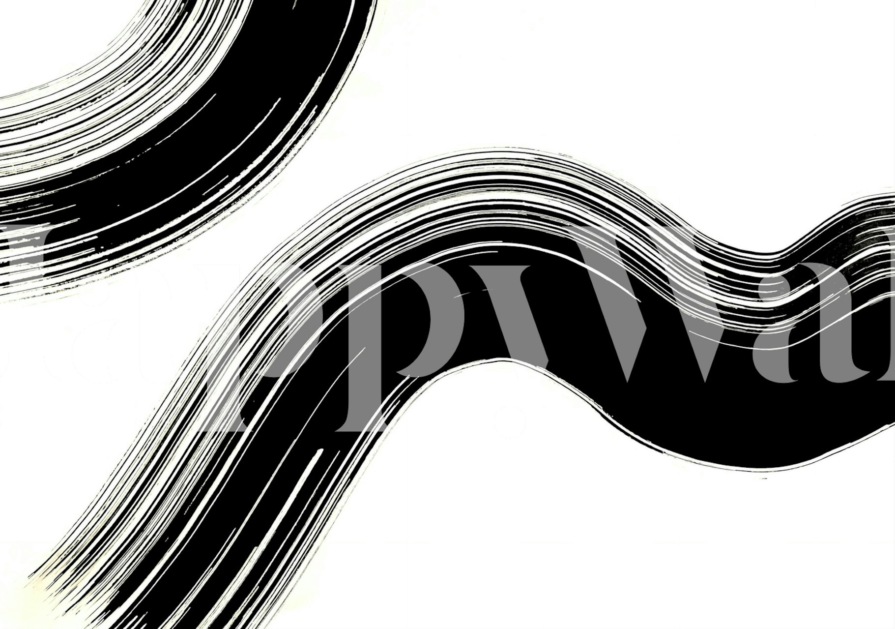 Bold black brushstroke wallpaper in a room