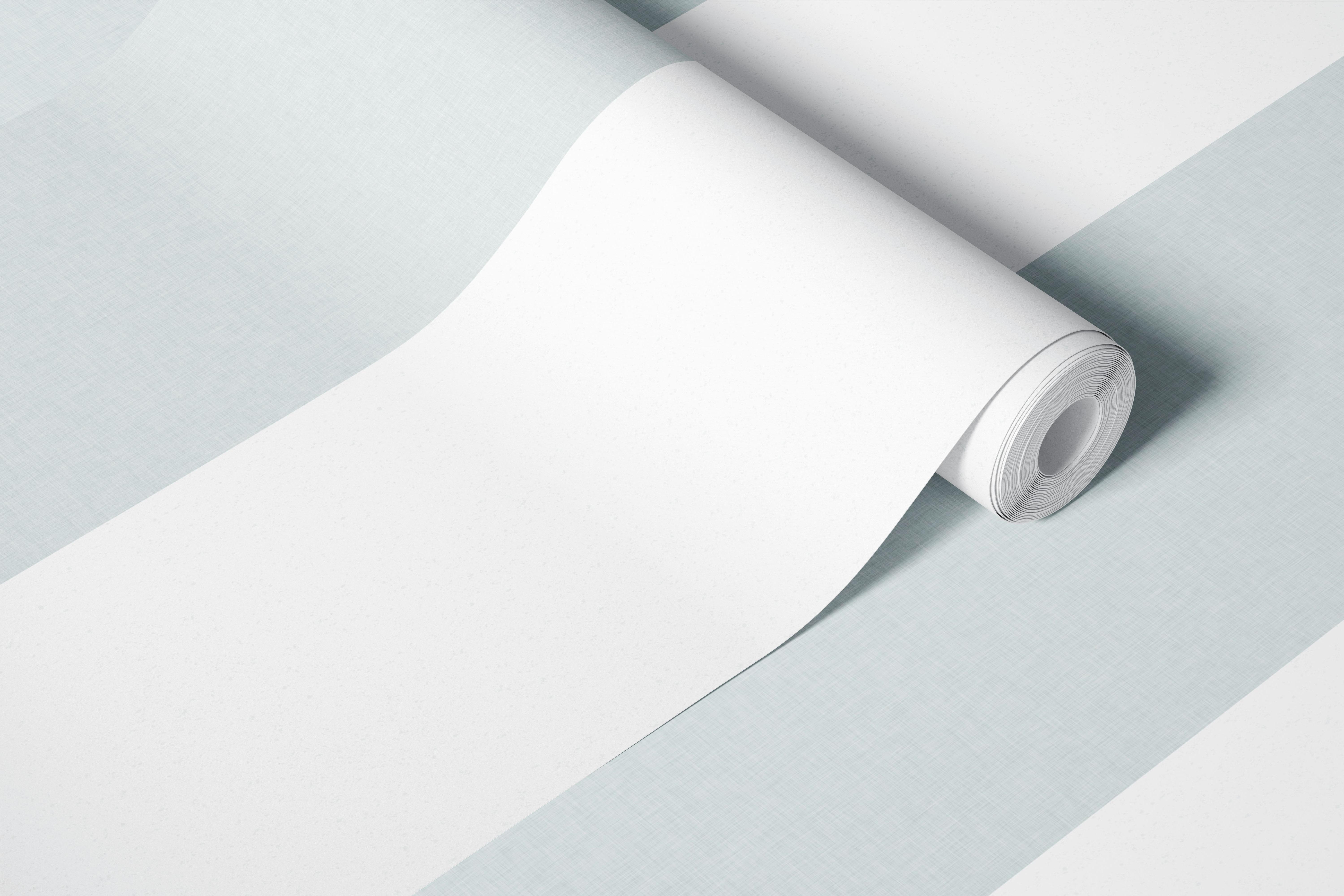 Faux linen big vertical stripes pale blue wallpaper