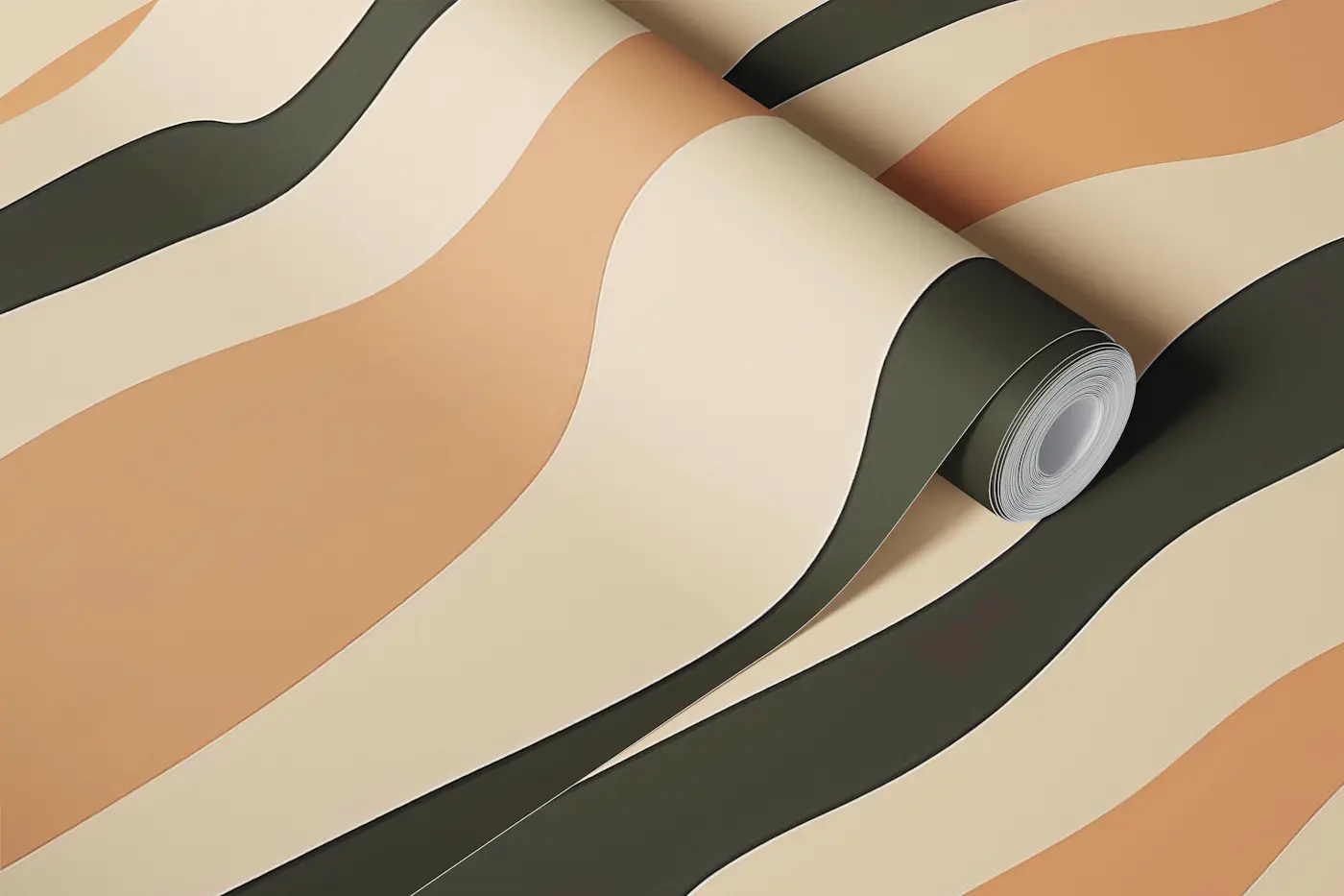 Earthtone Wavy Stripes wallpaper roll
