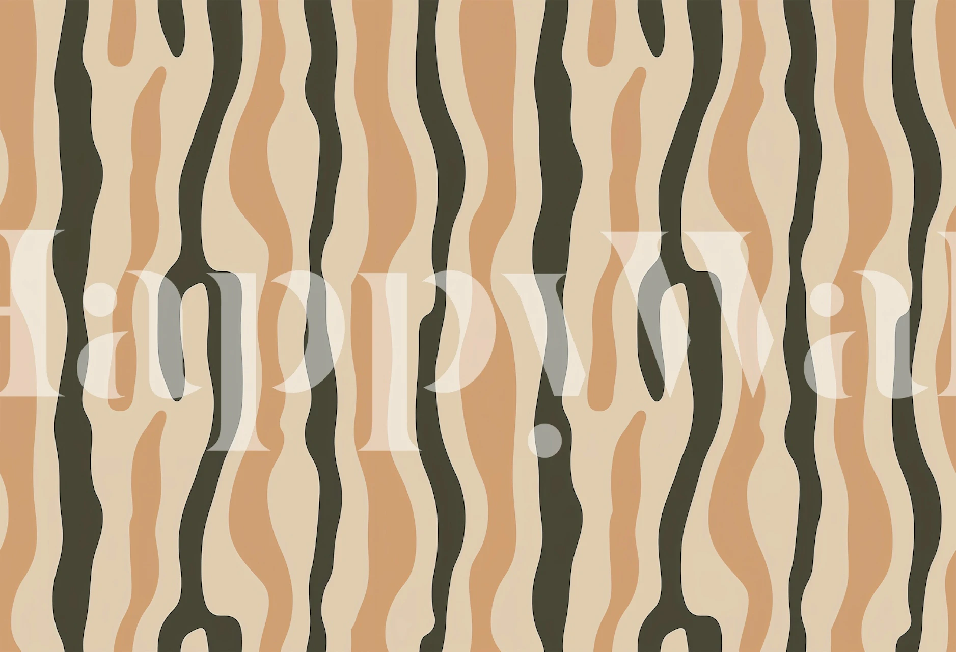 Earthtone Wavy Stripes wallpaper in a room