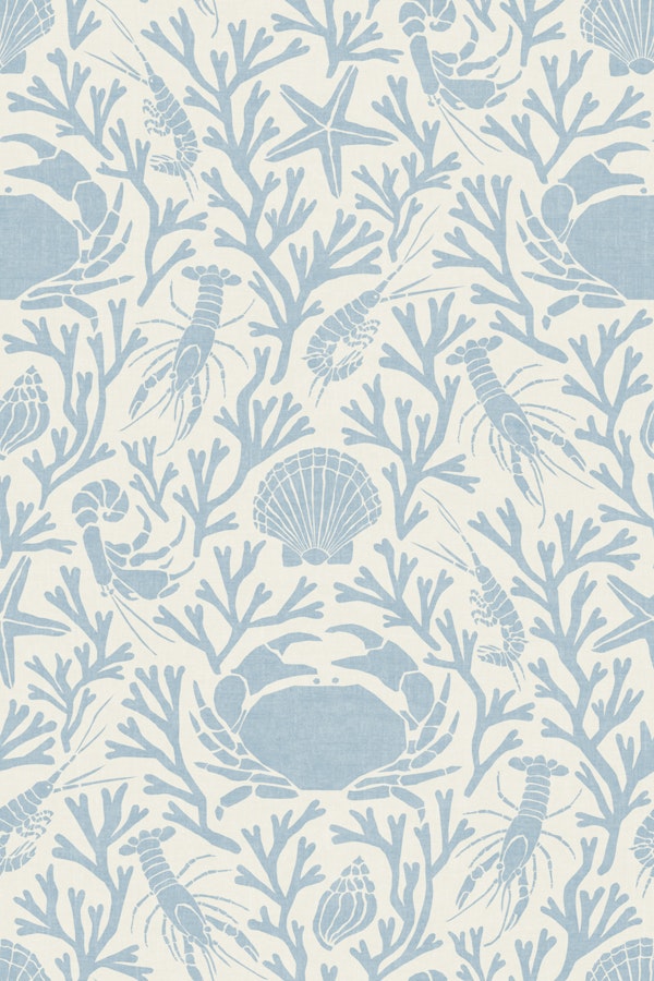 Coastal Shellfish Ocean Toile - Soft Blue