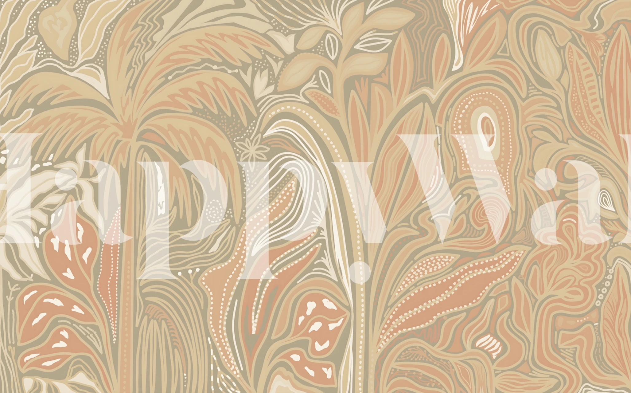 Tapeta Boho Tropical Palms Beige u sobi