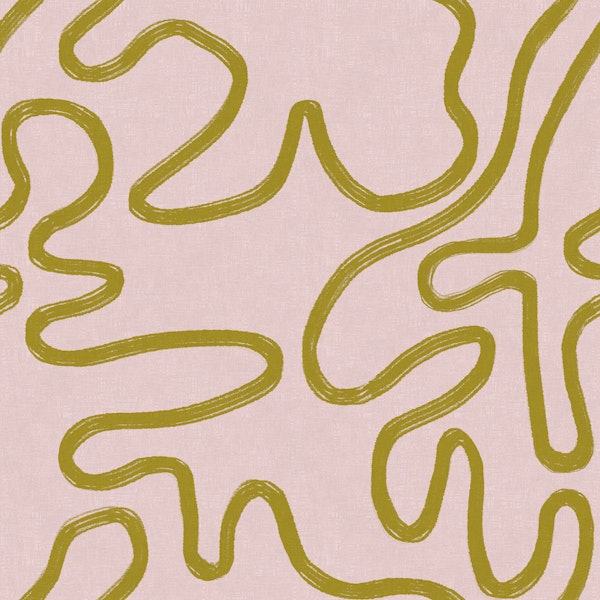 Olive Squiggle Lines on Blush