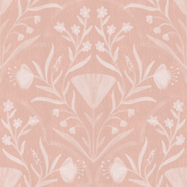 soft peach floral heritage texture