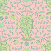 Amphora Mediterranean Floral Botanical Orange wallpaper