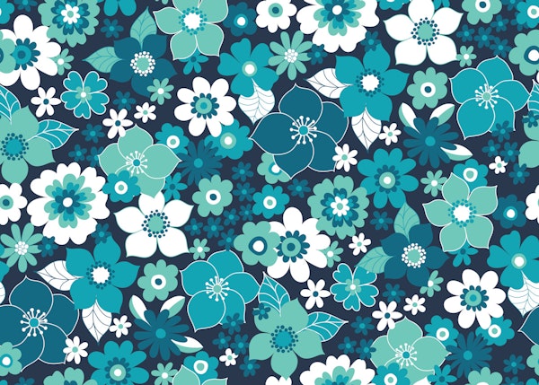Sunshine Garden - turquoise teal navy - M