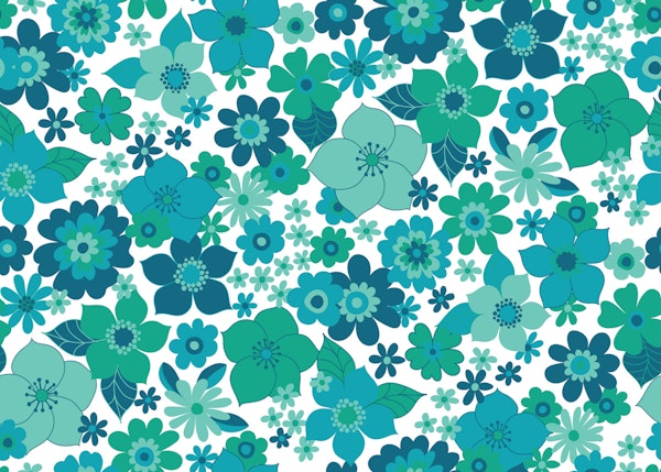 Sunshine Garden - turquoise teal mint white M