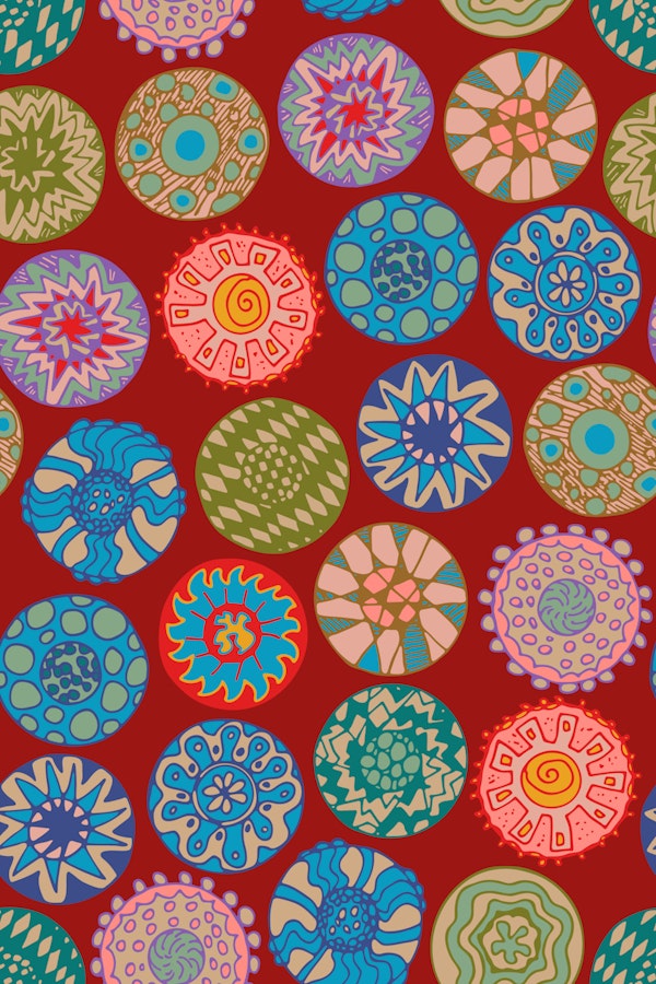Circle Craft Boho Abstract Maximalist Red