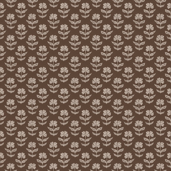 Little block print flowers brown