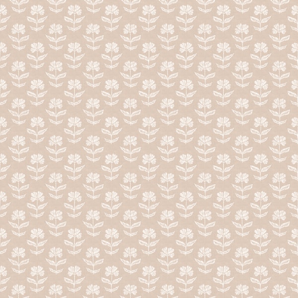 Little block print flowers neutral beige