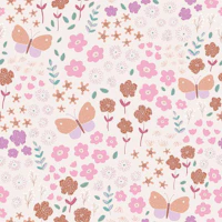 Butterfly Garden Pastel Lavender Pink wallpaper