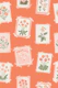Vintage botanical postcards in coral pink