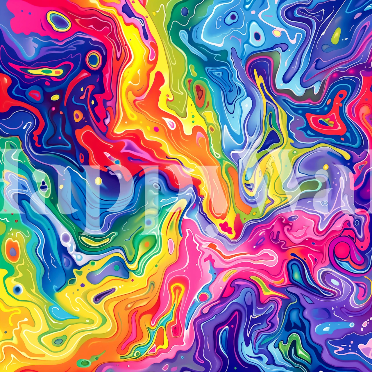 Psychedelic Color Melt wallpaper in a room