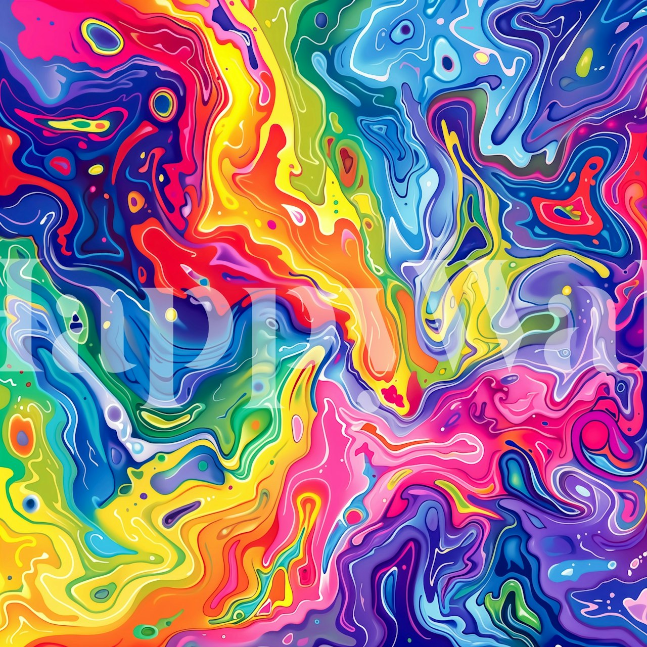 Psychedelic Color Melt wallpaper in a room