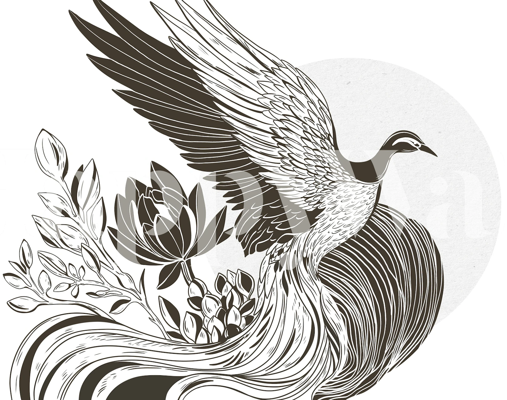 Phoenix in brown wallpaper vist i et rum