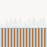 Half Wall Panel with Warm Stripes and trees tapete
