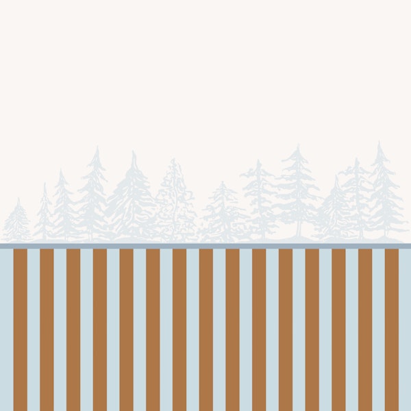 Half Wall Panel with Warm Stripes and trees