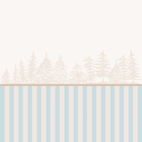 Half Wall Panel with Blue Stripes and trees