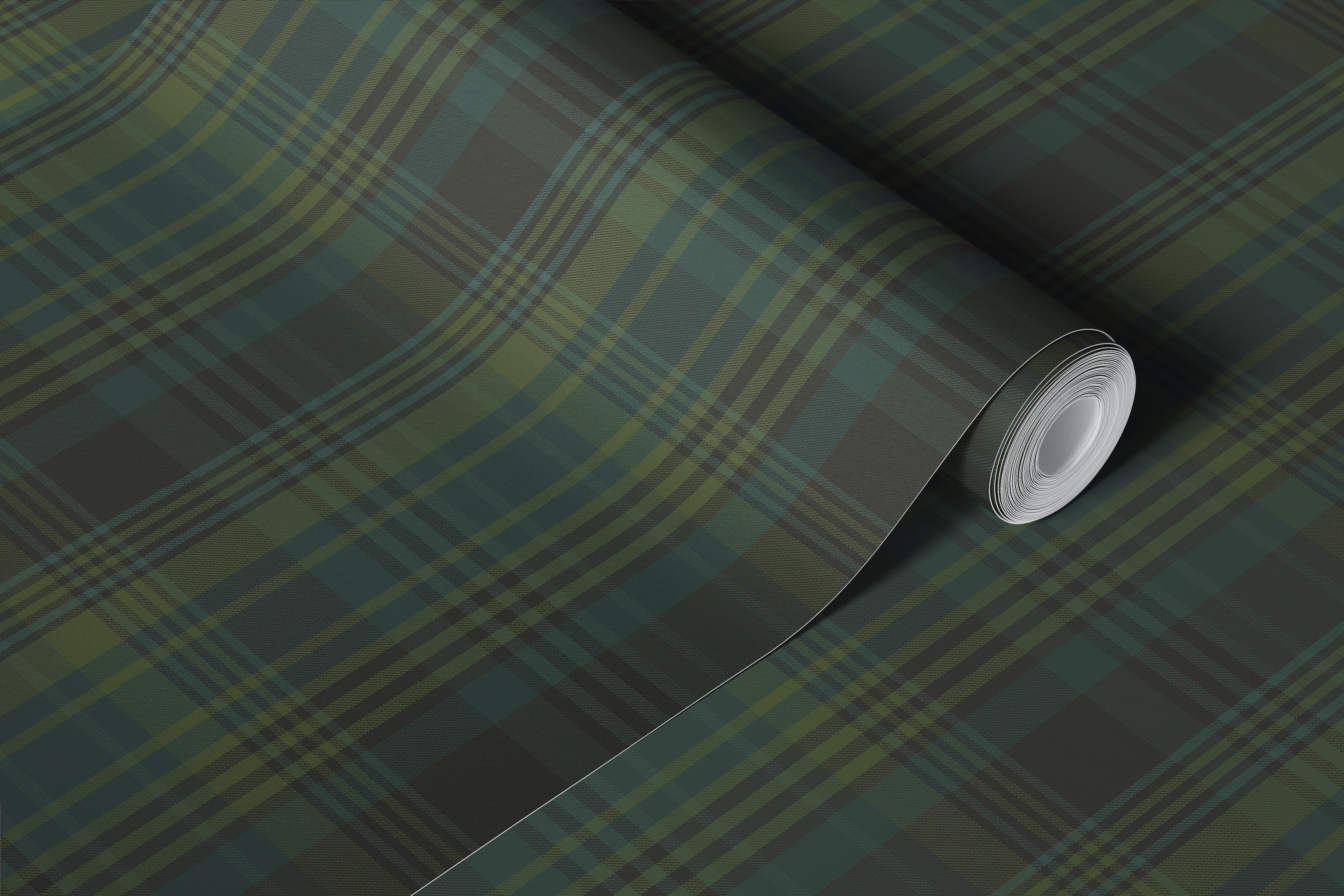 Heritage Plaid forest green Tapete in einem Raum