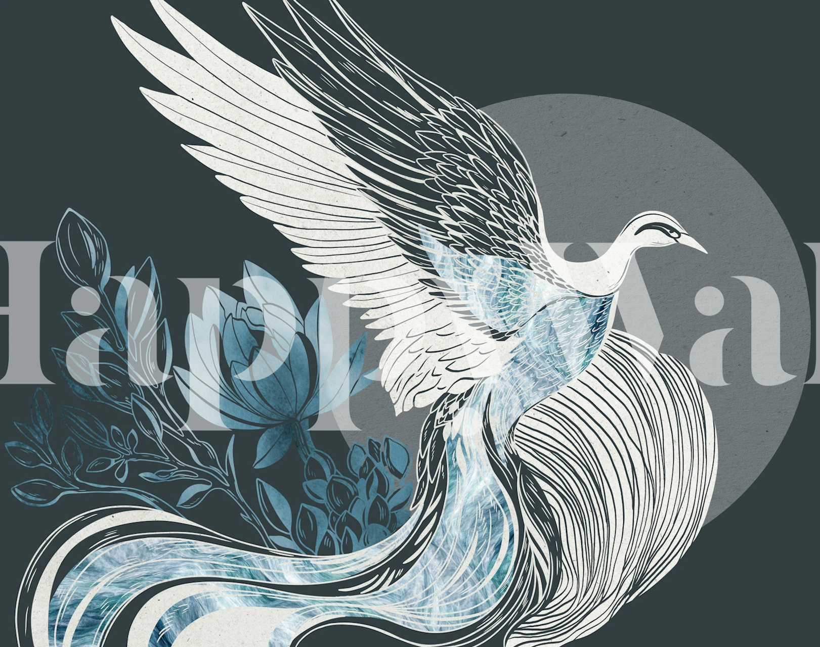 Phoenix in blue colors tapeta v pokoji