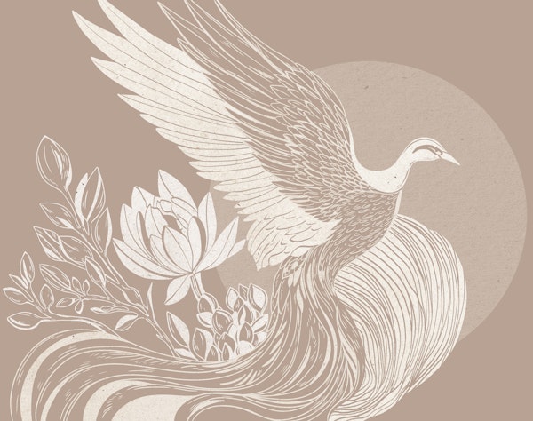 Flying Phoenix in beige colors