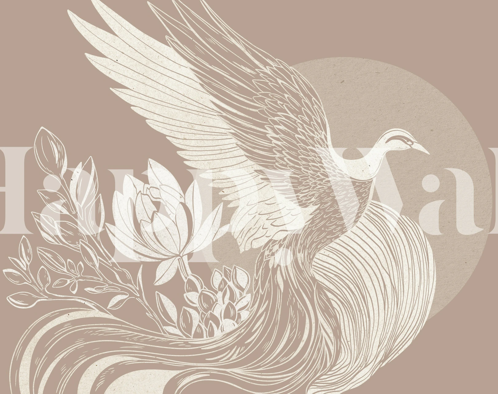 Beige Flying Phoenix-tapet i et rum