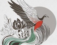 Flying colorful Phoenix tapeet